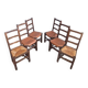 Set of 6 chairs in straw and solid wood.