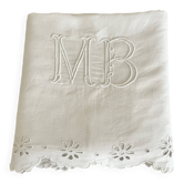 Antique linen, embroidered sheet with monogram (model 1)