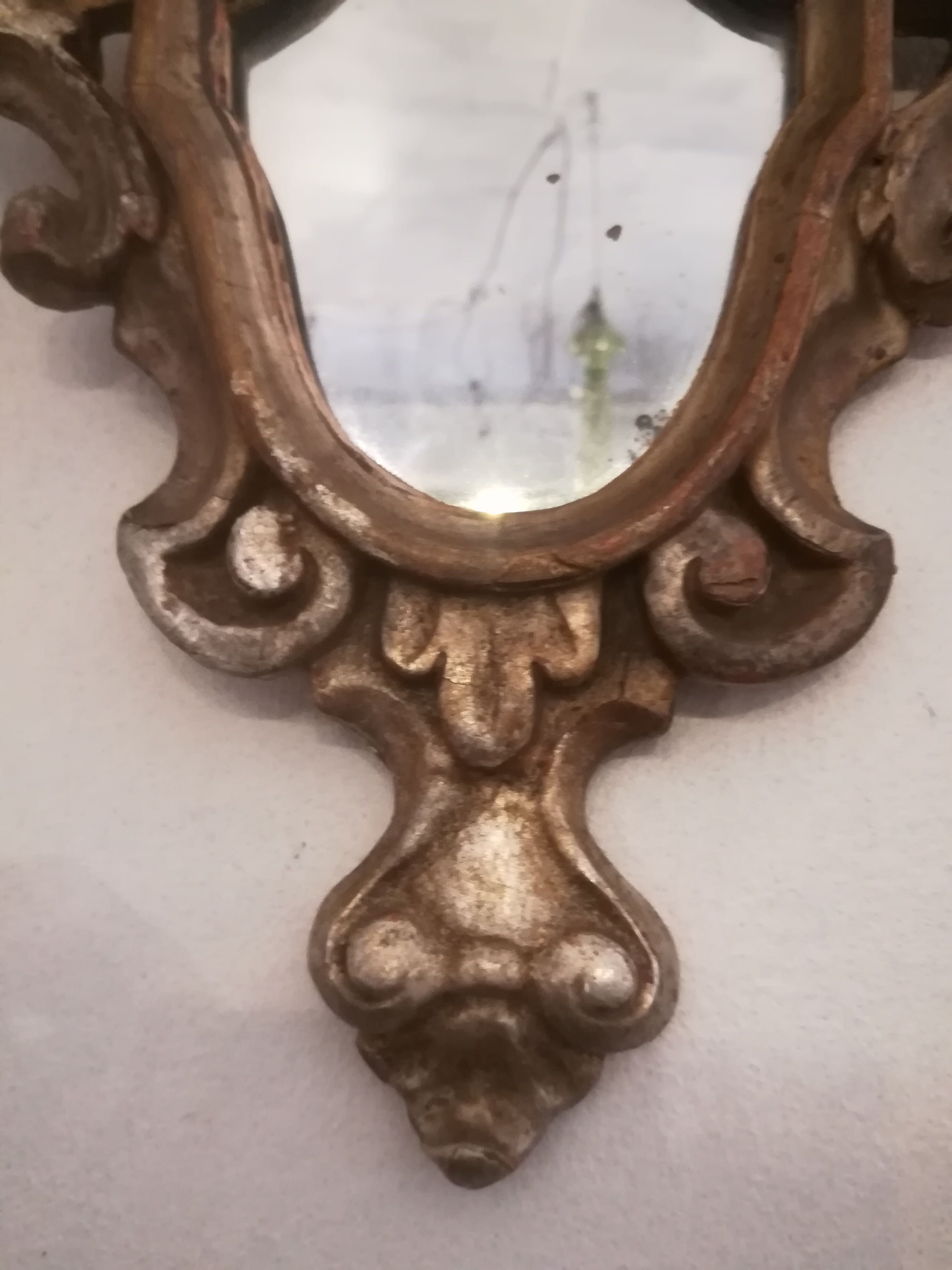 Pair of Louis XV-style mirrors in silver wood