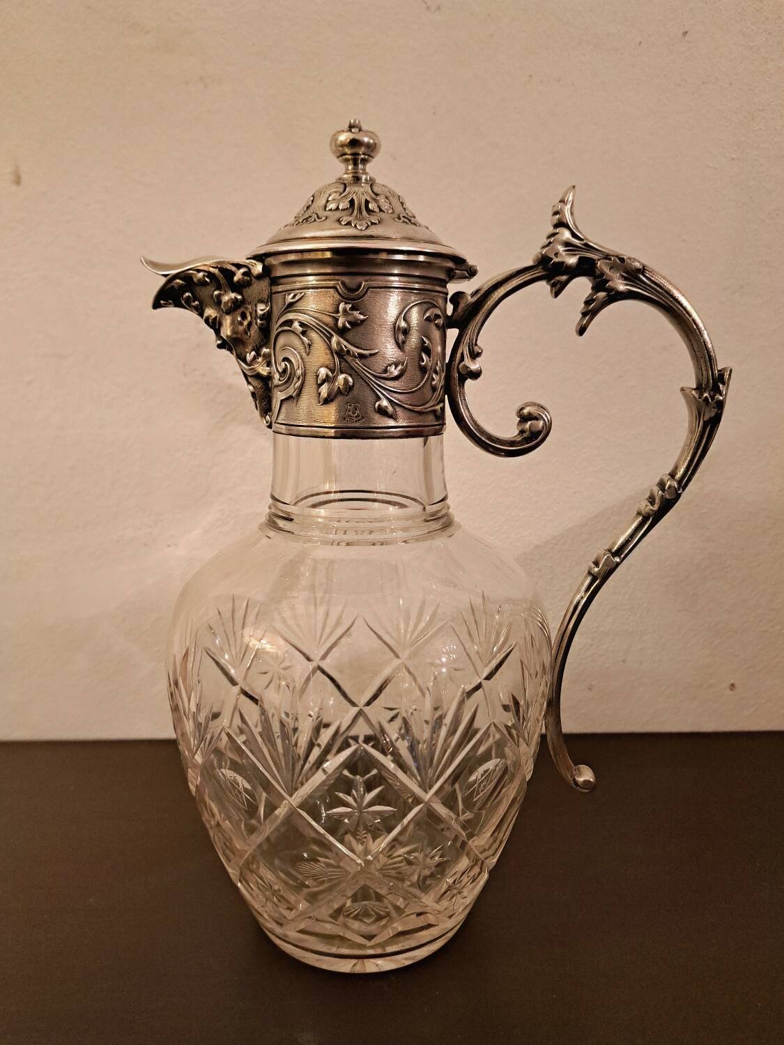 Gallia Christofle crystal and silver-plated metal jug