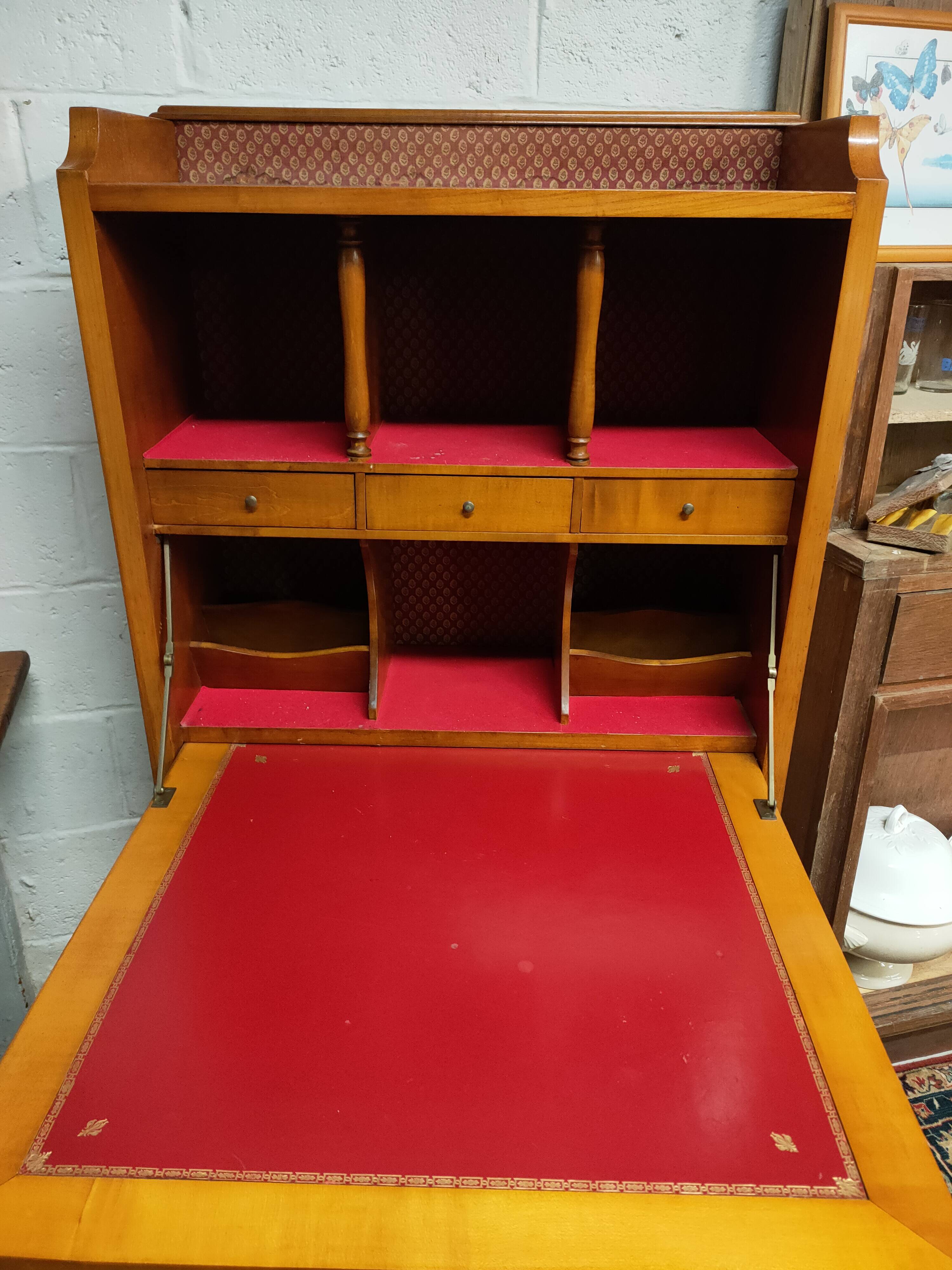 cherry wood secretary with lyre base from the 50s-60s