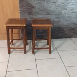 Pair of vintage wooden stools from the reconstruction period from the 40s and 50s