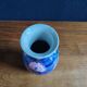 Vintage Blue Ceramic Vase with Pink Floral Decoration, Shabby Chic Style