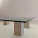 Glass table and travertine feet