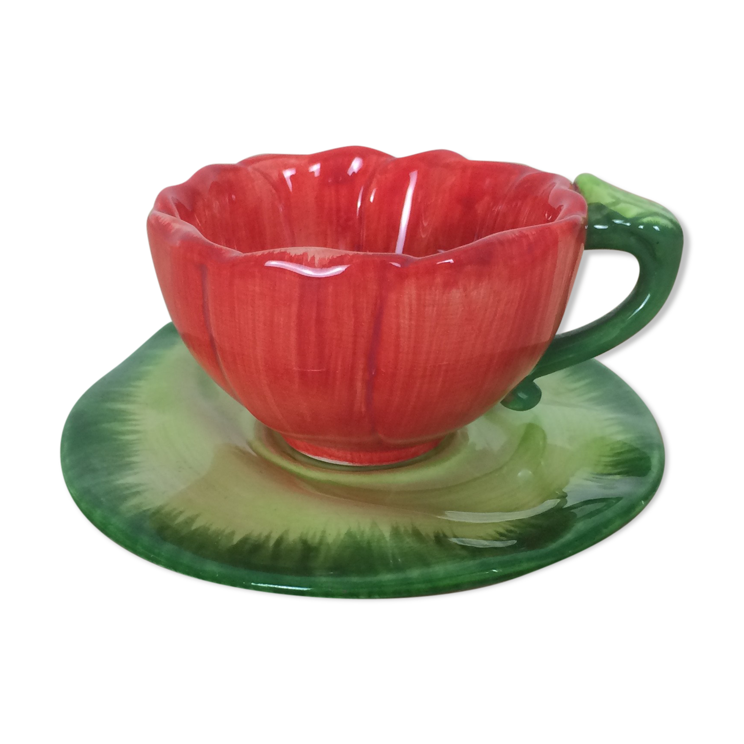 Cup and saucer ceramic flower