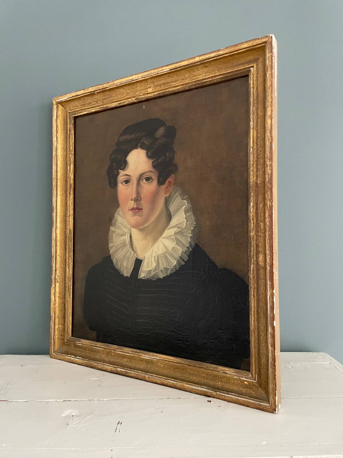 Oil on canvas, portrait of a woman around 1830