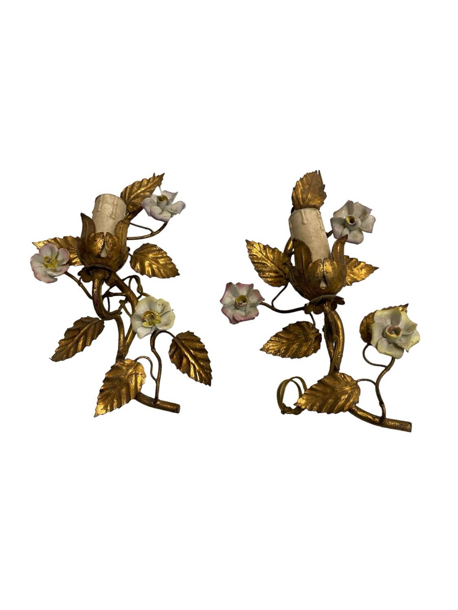 Gold Gilded Tole Sconces Set of 2