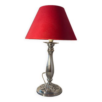 Lampe vintage métal argenté style néoclassique.