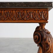 Pair of Napoleon III style Walnut side tables with Bluestone tops, France