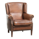 Fauteuil à oreilles en peau de mouton brun foncé subtil avec un look intemporel.