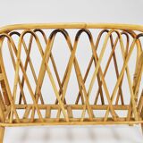 Bamboo and rattan magazine rack in the style of Franco Albini, Italy, 1970s.