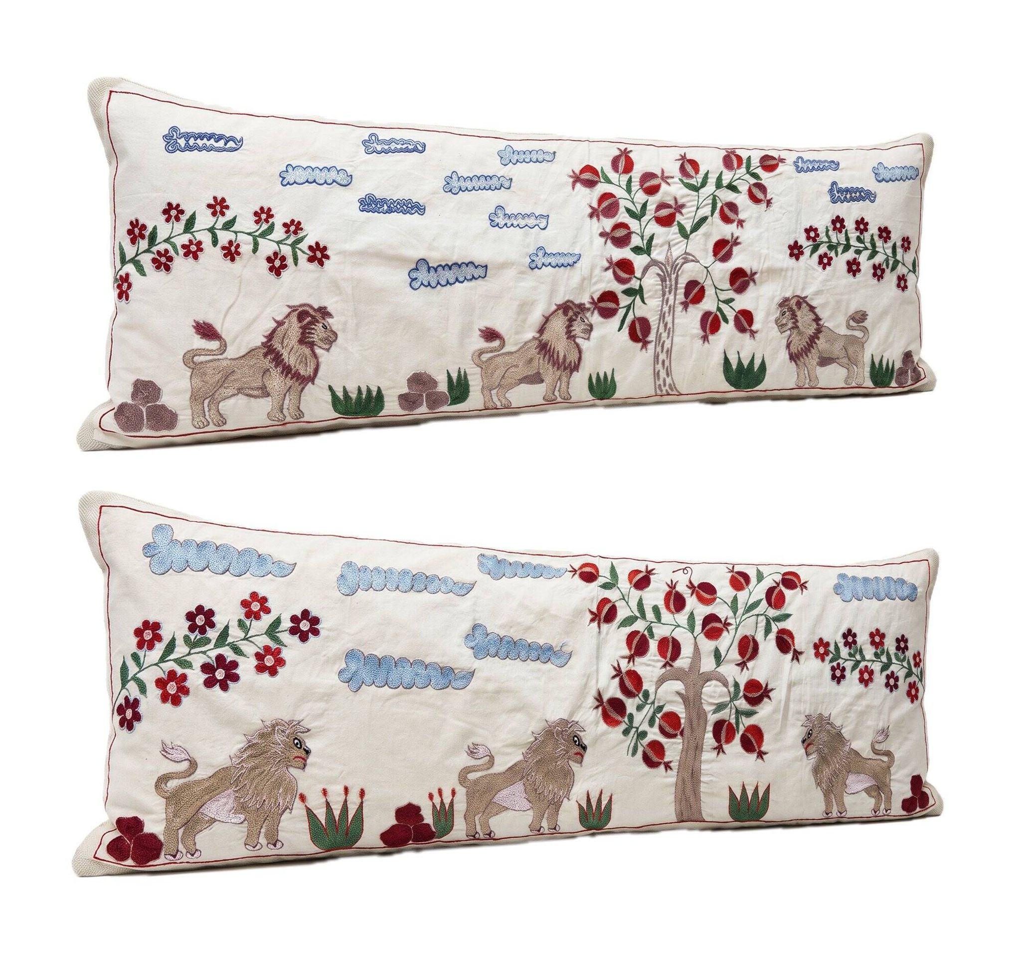 Set of 2 embroidered decorative cushion covers 46x137 cm