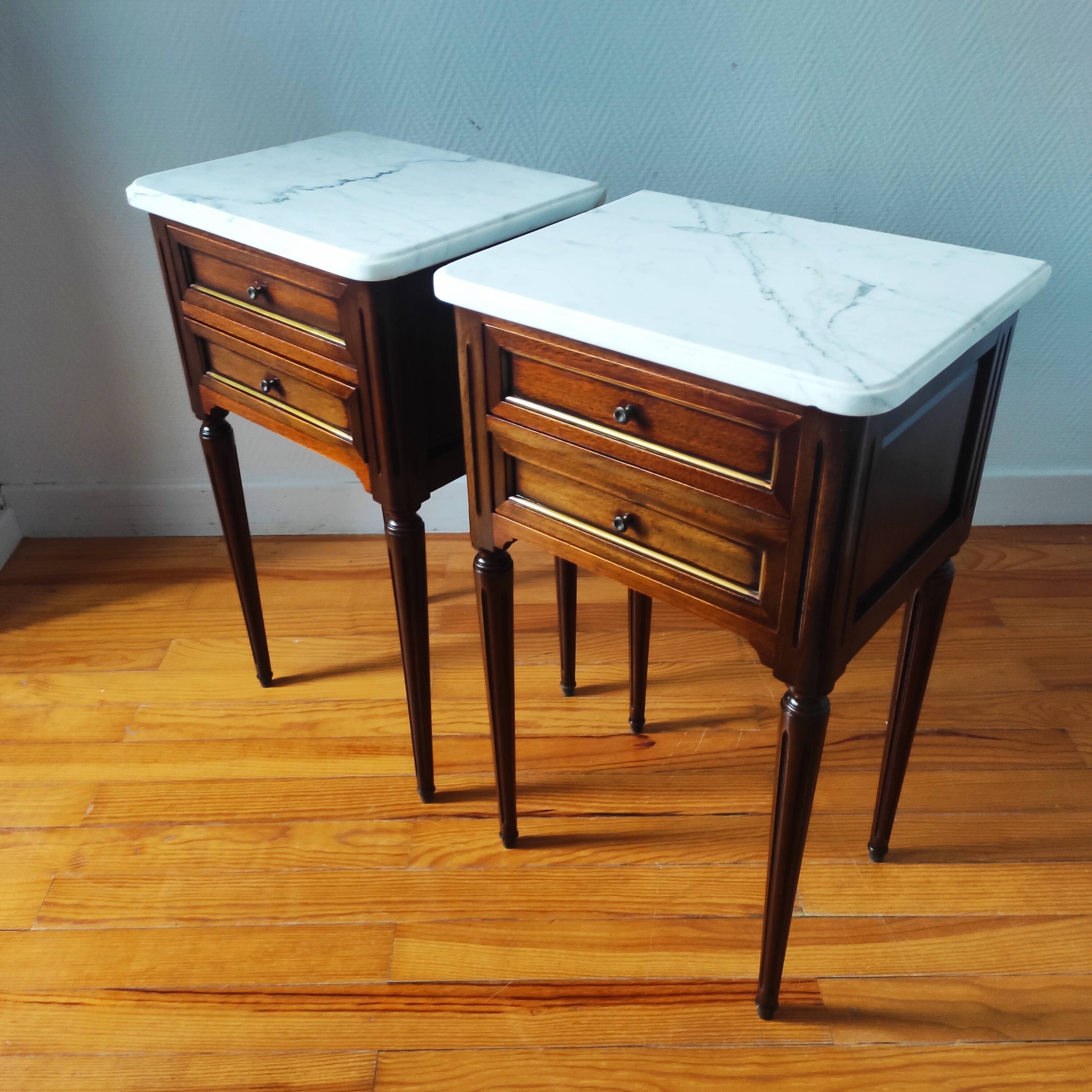 Pair of Louis XVI style bedside tables