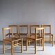 6 beech wood cognac leather chairs | Ibisco | Italy | 1960s