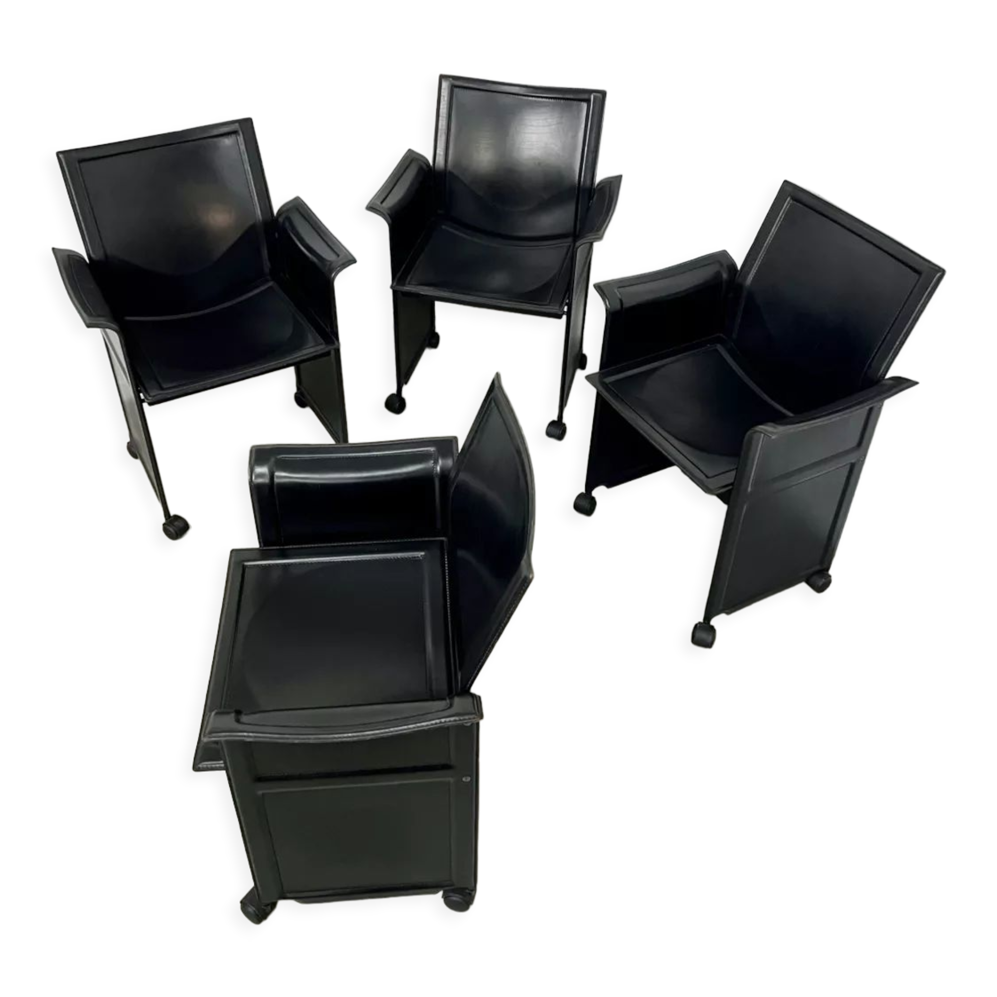 Lot 4 old armchairs "Korium" by Tito Agnoli for Matteo Grassi 1980