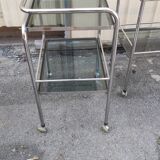 Paire de tables d'appoint design mm en chrome et verre