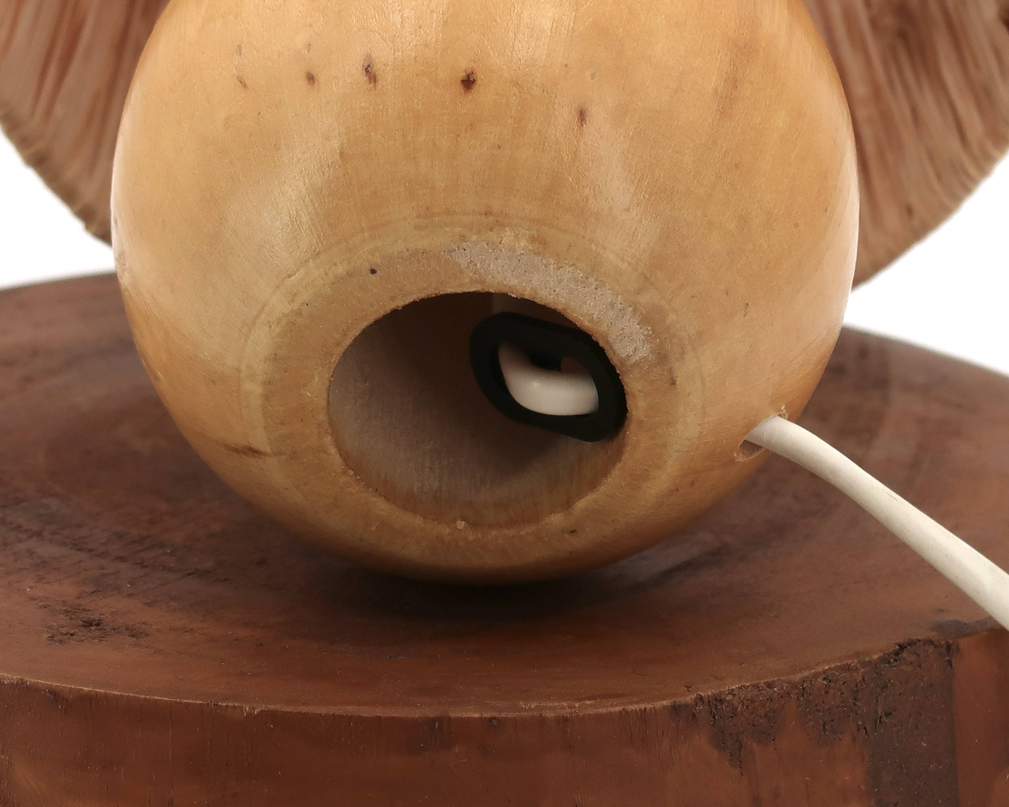 Small ball lamp in light wood, raffia lampshade, 1990s