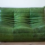 Canapé deux places Togo en cuir vert Dubaï par Michel Ducaroy pour Ligne Roset