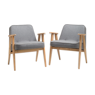 Pair of 366 armchairs DARK FELT