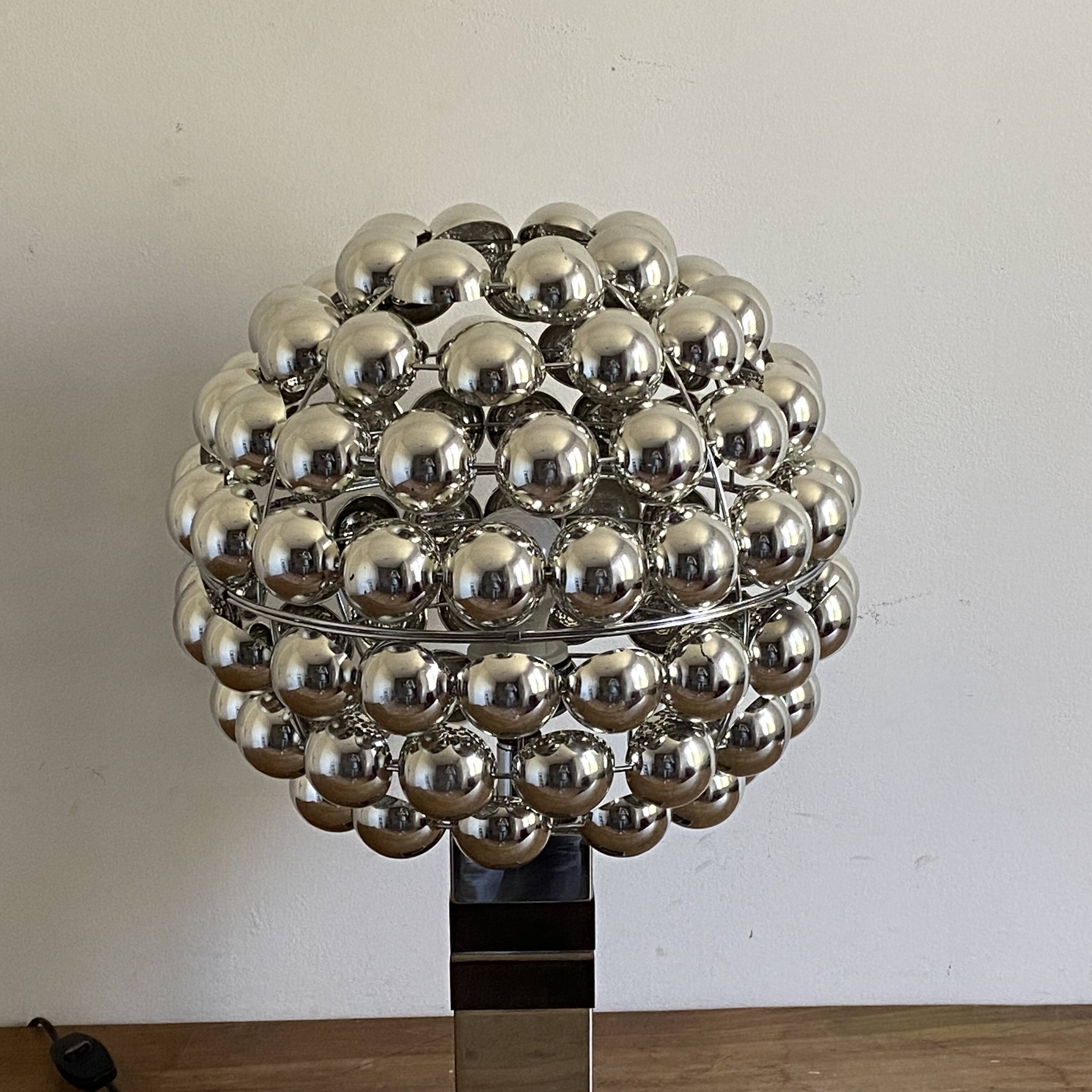 Large Sputnik lamp. 1970. Space age.