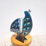 Peacock blue vase in laminated glass