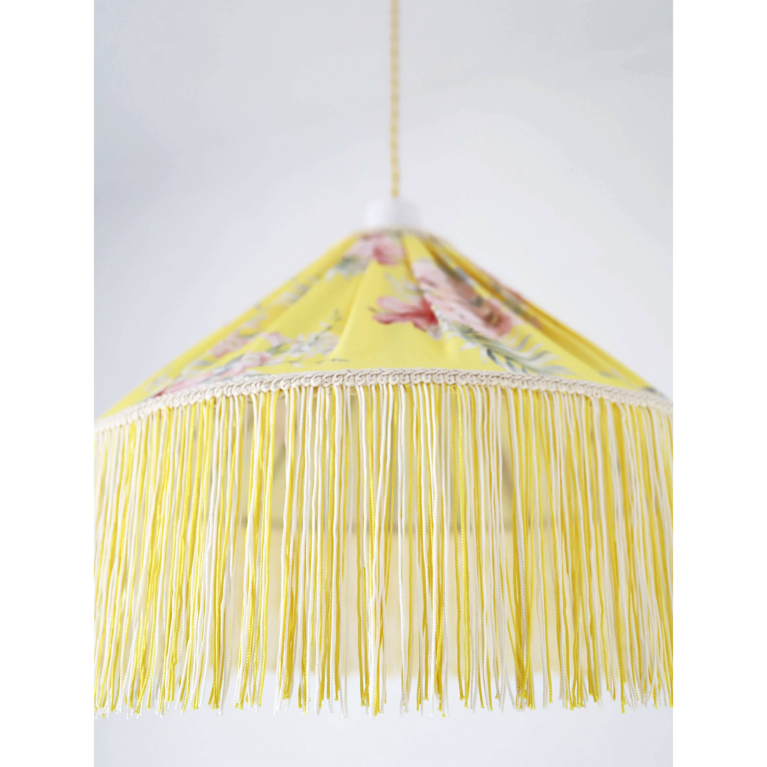 Vintage flared pendant light printed with fringes
