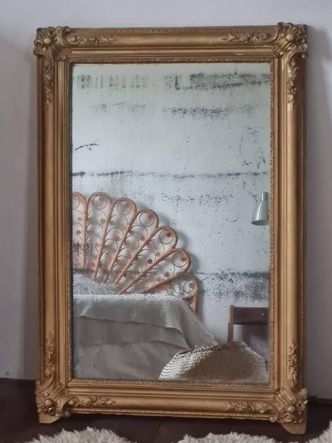 Antique rectangular mirror with mouldings 103 x 68