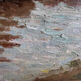 The cornice, marine in oil on wood, early 20th century.