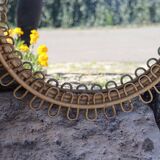 Round rattan mirror attributed to Franco Albini 1950