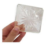 Flat square ashtray geometric patterns design crystal glass - vintage