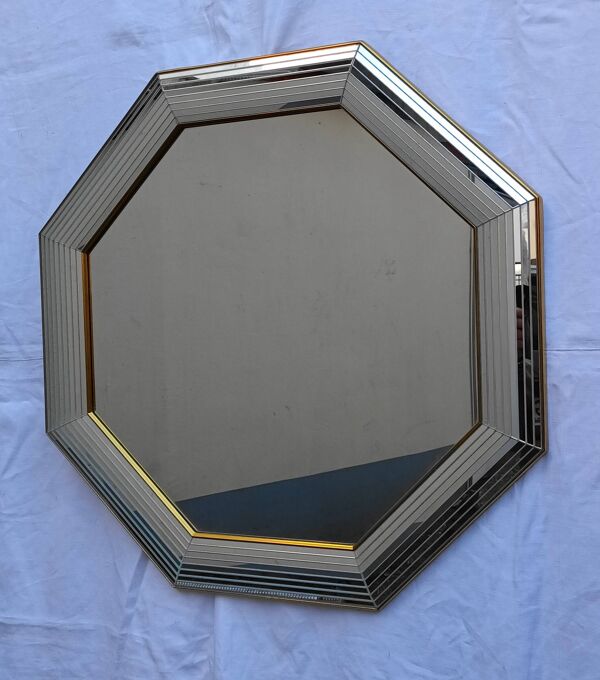 Miroir octogonal Belge ''Miroir Deknudt'' des années 80