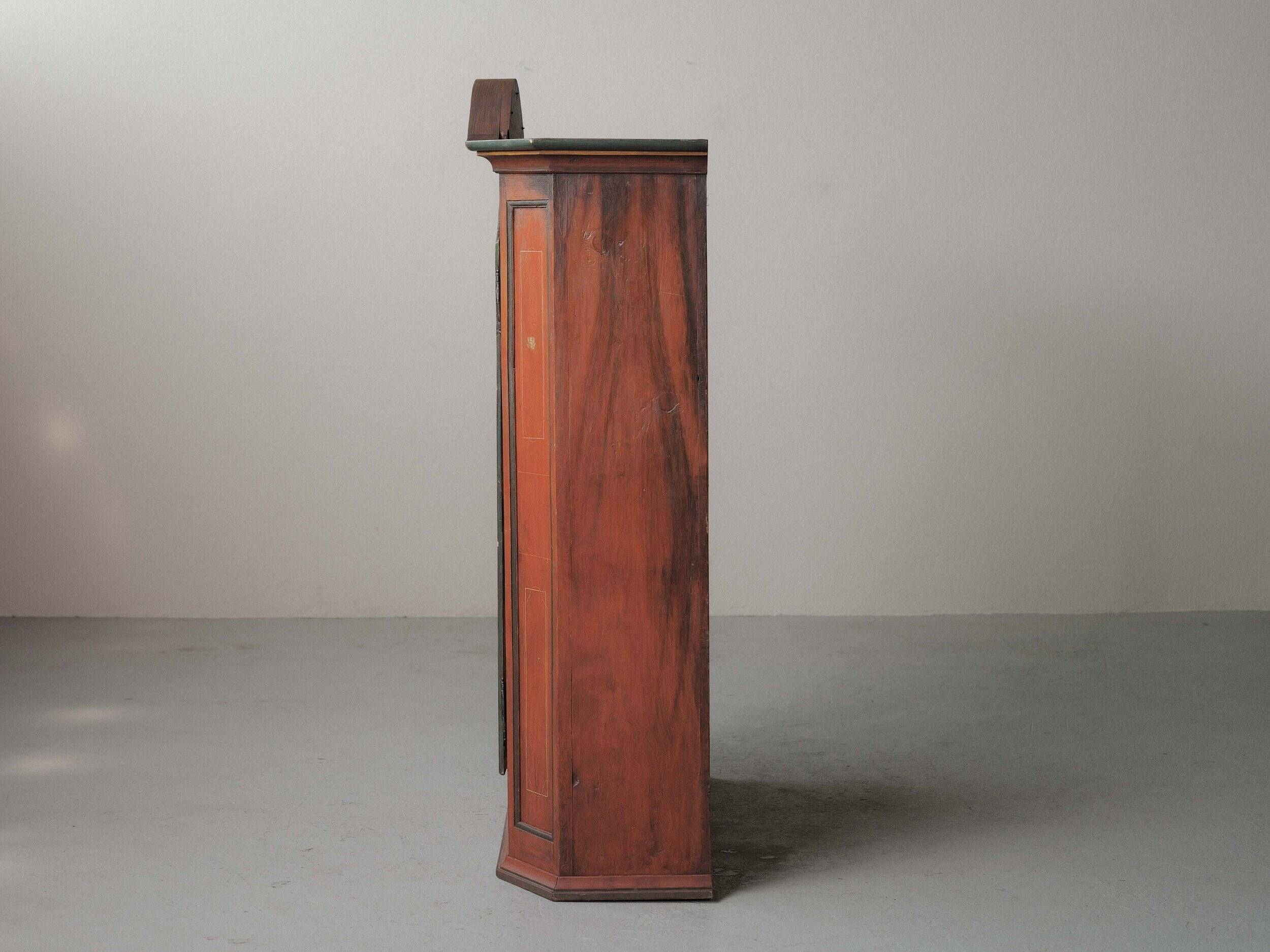 Bavarian wardrobe painted in solid pine, Folk Art, 19th century