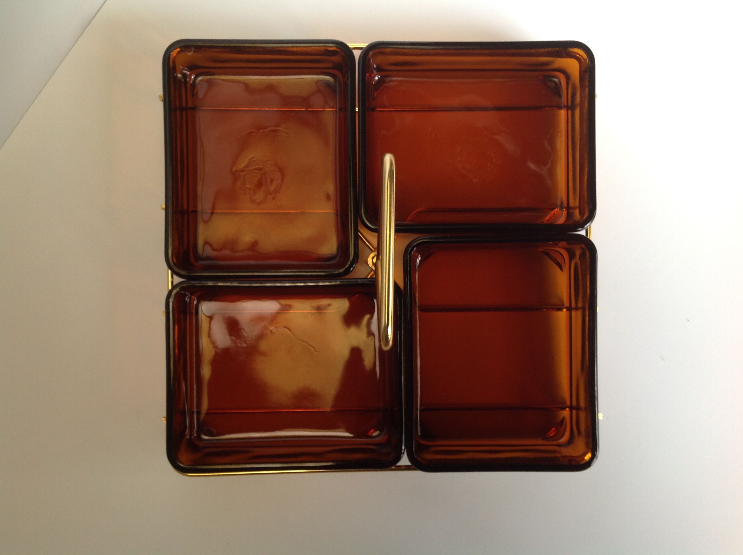 Glass and gold metal aperitif tray