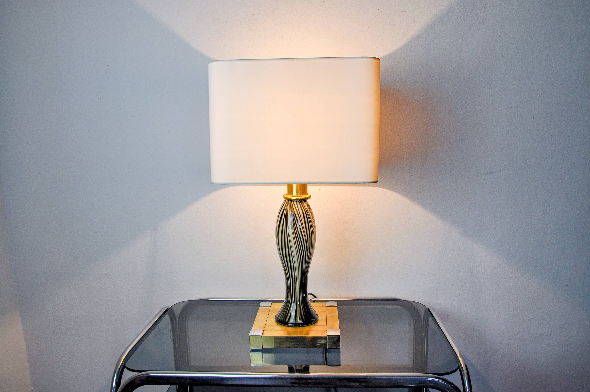 Bd Lumica table lamp, murano glass and brass, Italy, 1970