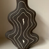 Raw black stoneware vase