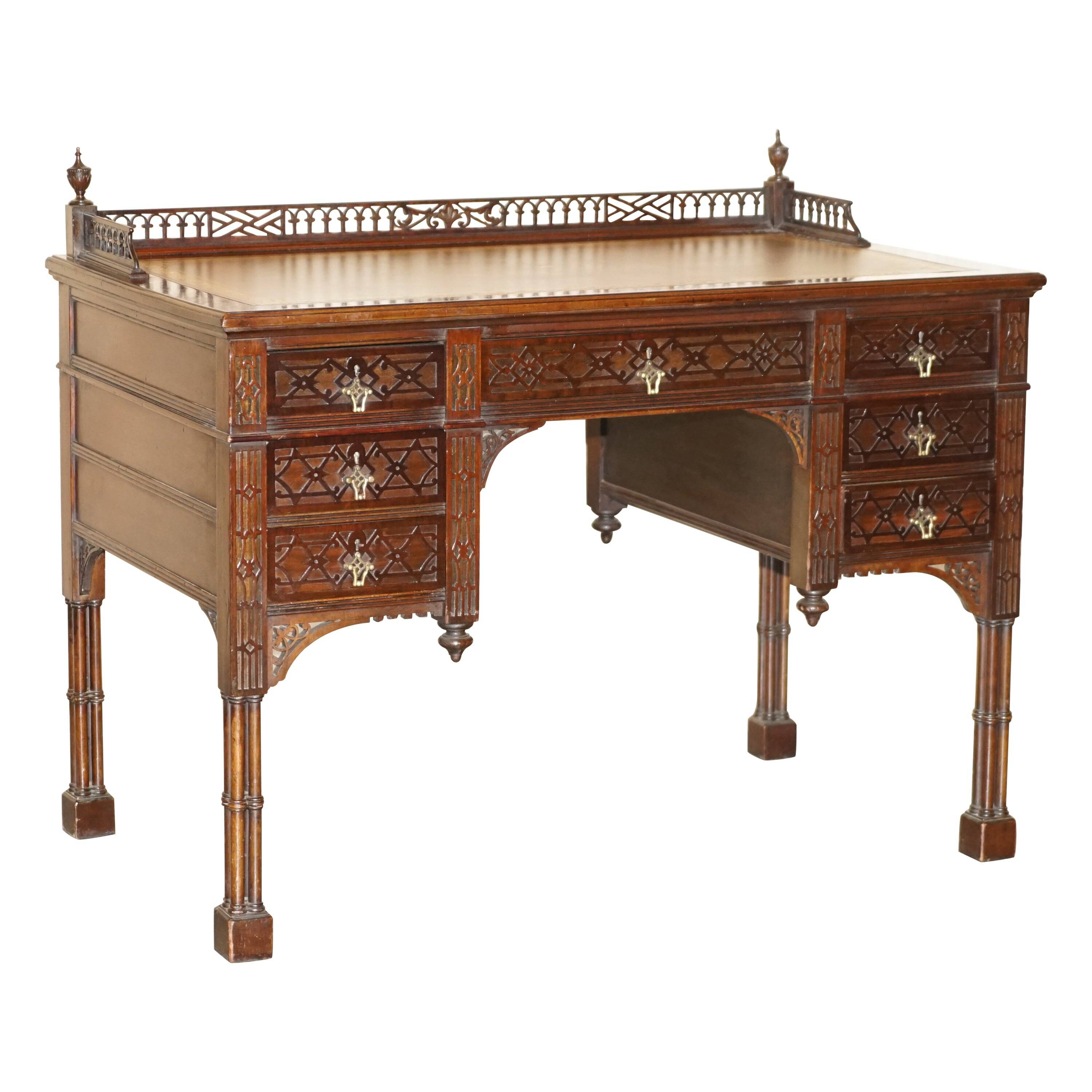 Chinese Chippendale bureau restored by Edward & Roberts