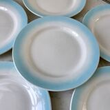 Set of 6 dessert plates sky blue gradient pastel years 40-50