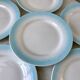 Set of 6 dessert plates sky blue gradient pastel years 40-50
