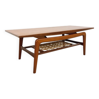 Scandinavian coffee table in teak and rope by Arne Hovmand Olsen for Samcom