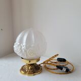 Art deco lamp in bronze and frosted glass