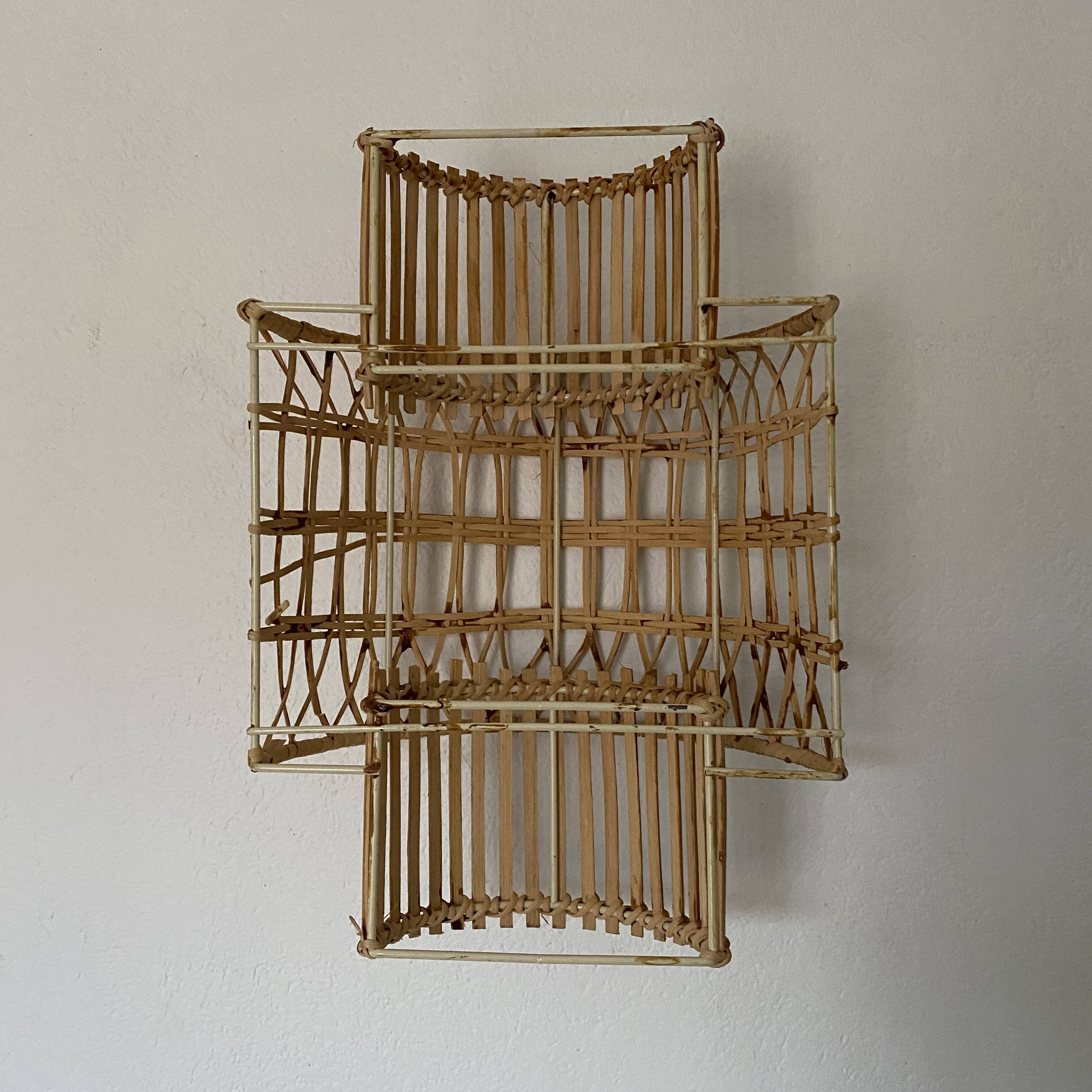 Rattan wall lamp, pair