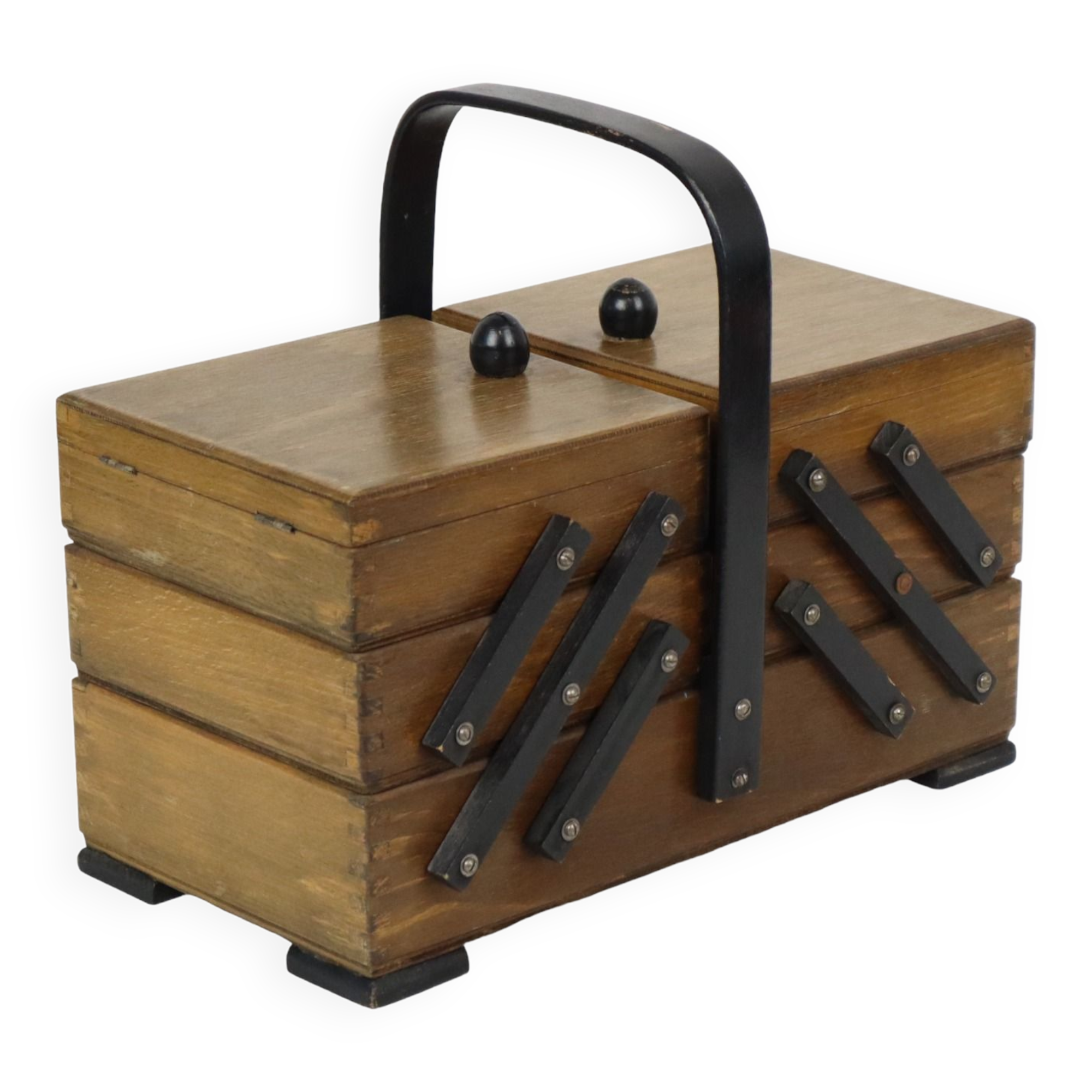Vintage beech wood sewing box