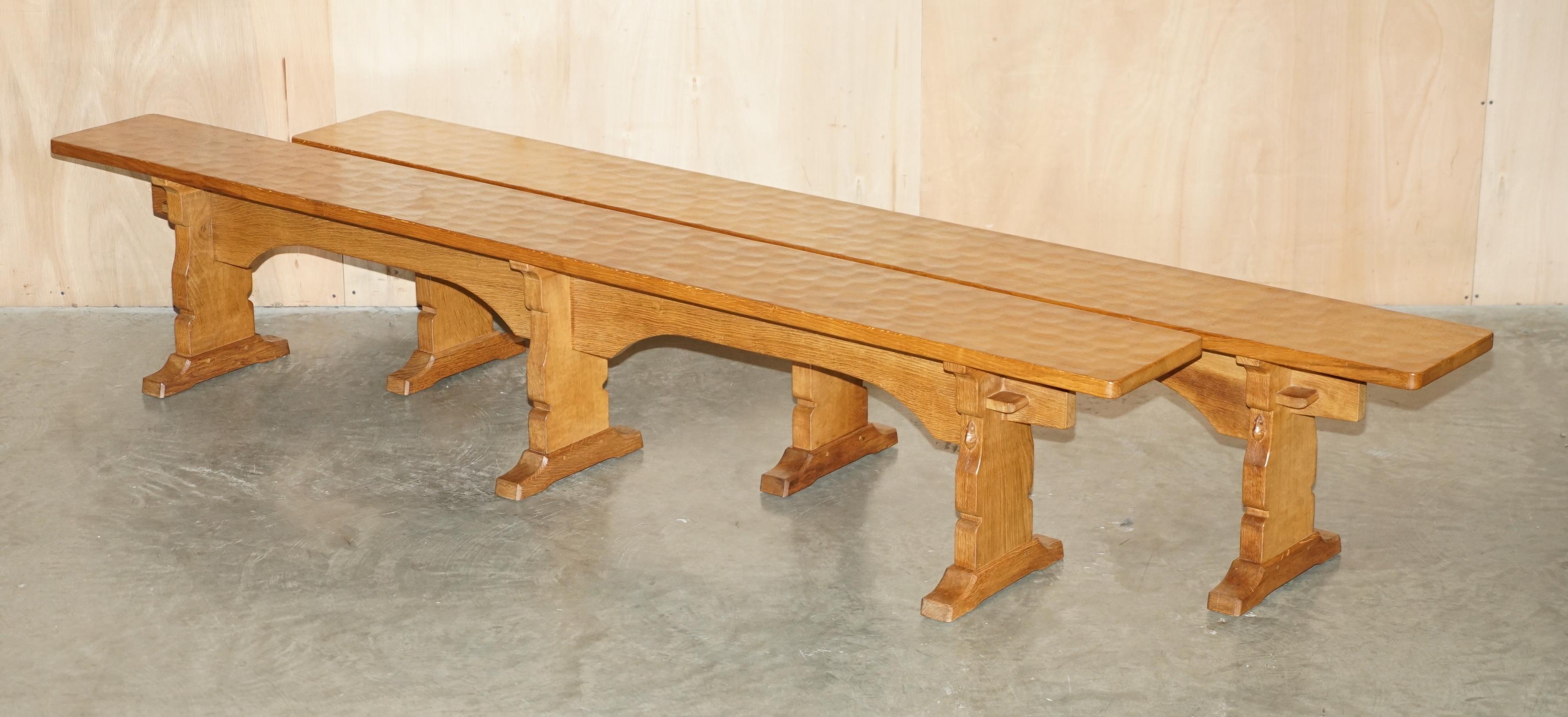 Pair of vintage dining room benches by Robert Mouseman Thompson
