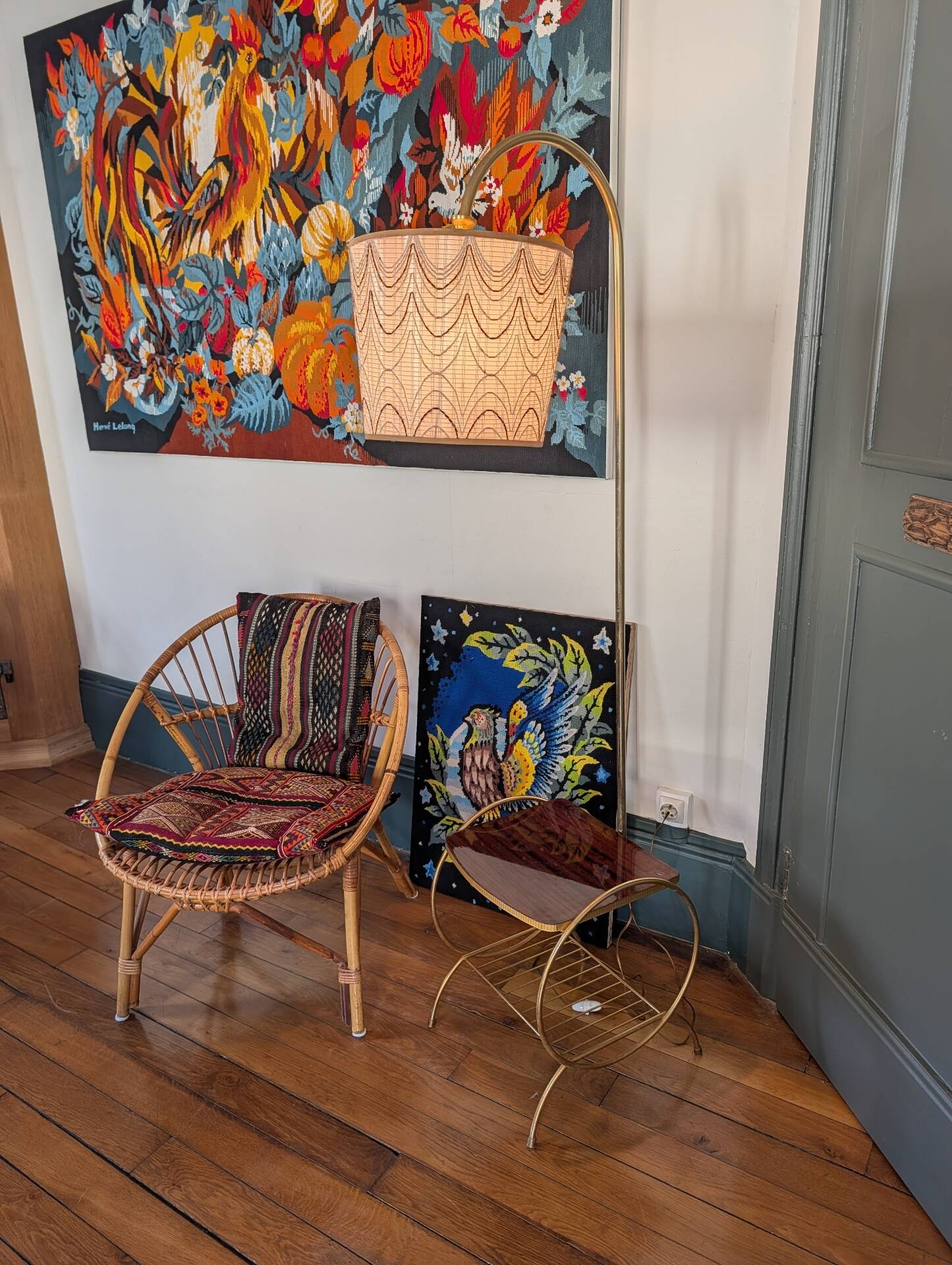 1950s reading lamp – Formica and gold metal
