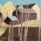 Original Swedish Oil on Panel – "Huts Behind the Trees" – Signed – Vintage & Framed – 51 × 43 cm (20.1" × 16.9")