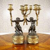 Bronze Four-Armed Candelabras, Set of 2