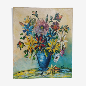 Oil on canvas. Bouquet of flowers. Twentieth century.