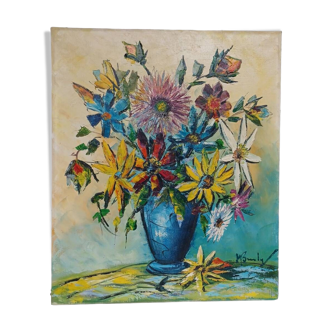 Oil on canvas. Bouquet of flowers. Twentieth century.