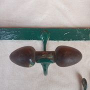Wall coat rack in metal and old wood