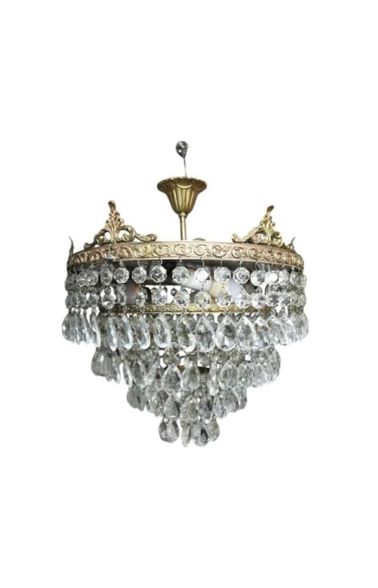 Bronze and Crystal Ceiling Light